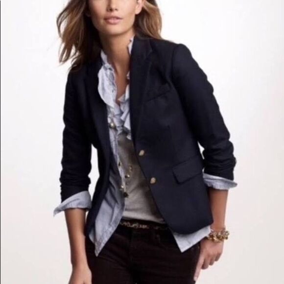 J. Crew Mercantile Women's Schoolboy Blazer navy Sz 6 - Picture 2 of 14